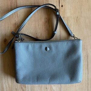 KATE SPADE Crossbody Bag Pebbled Blue Leather Magnetic Zipper Multi Pocket